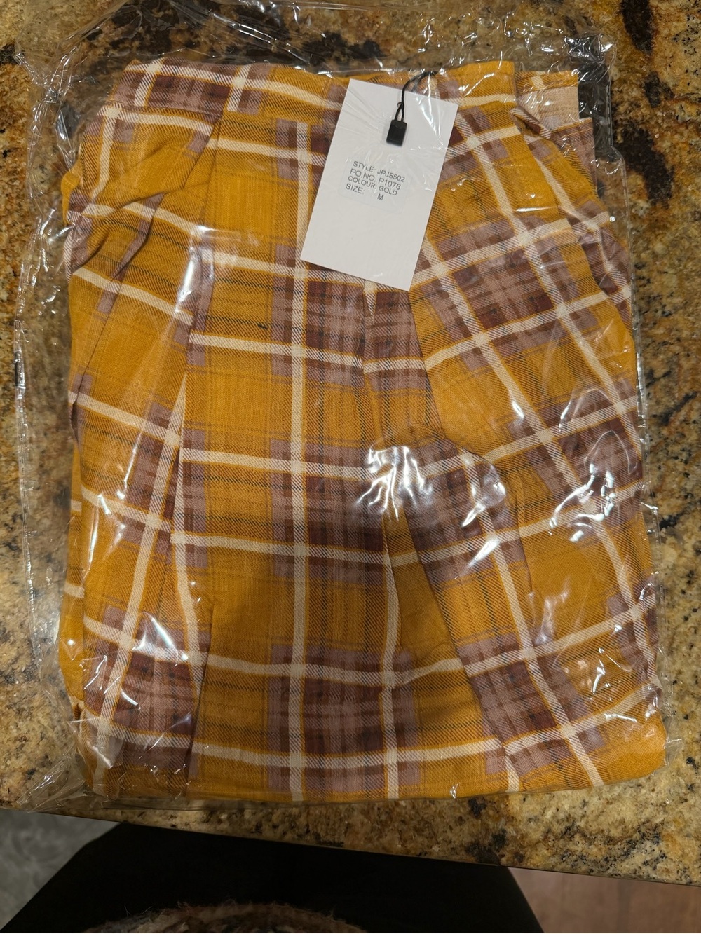 Women’s Fall Plaid Skirt in Mustard and Brown - Picture 2 of 3